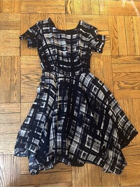 Corey Lynn Calter Painted Plaid Asymmetrical Dress 2 petite